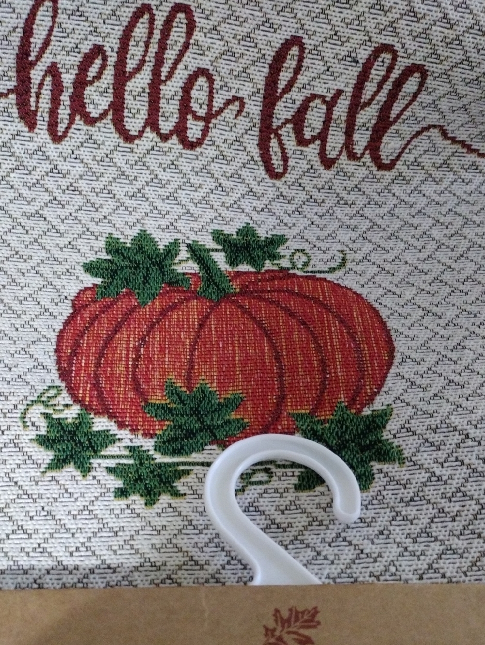 "Hello Fall" Pumpkin Table Runner in Red - Picture 2 of 4